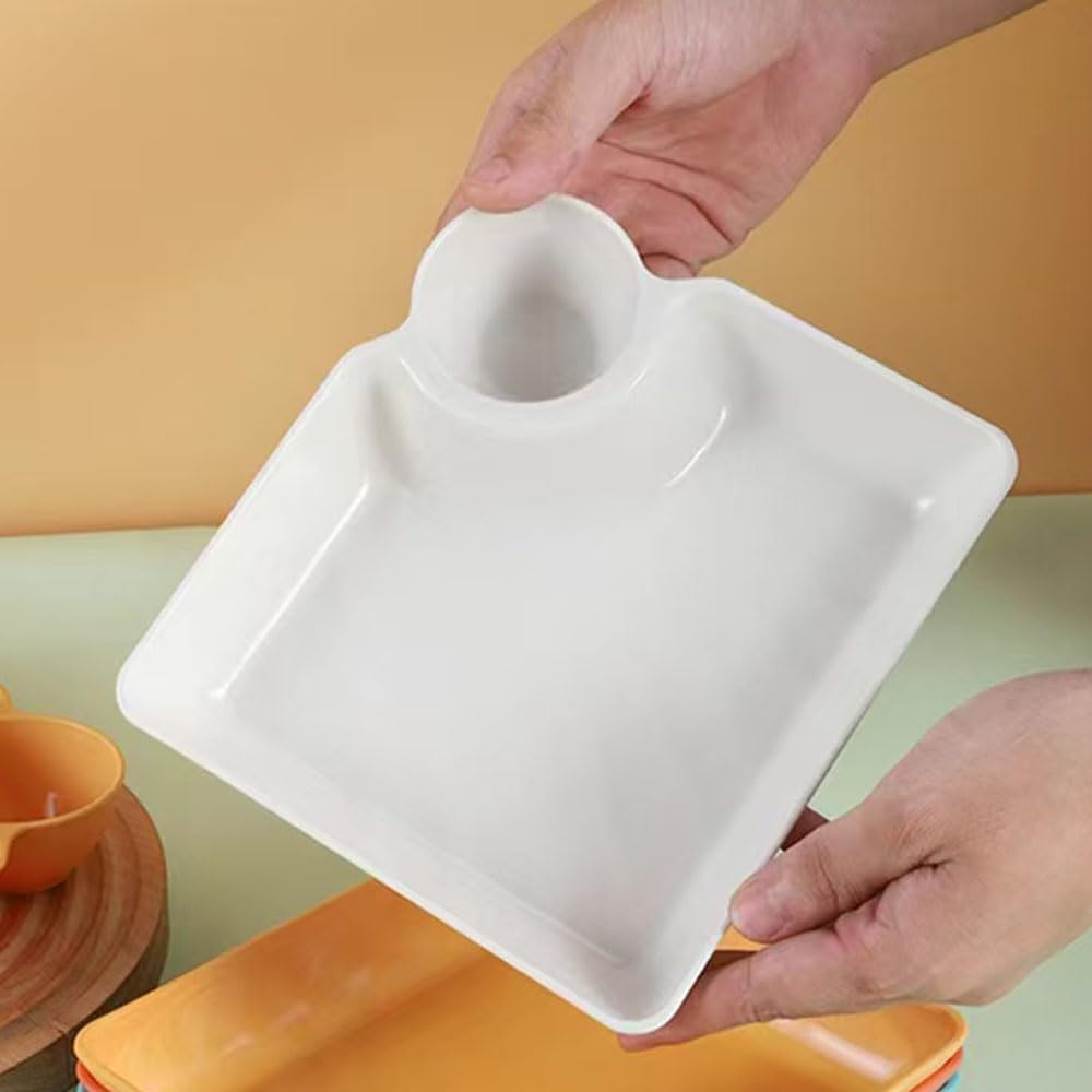 4-Pack Divided Dipping Plates | All-in-One Snack & Sauce Tray | Modern Convenience for Everyday Use