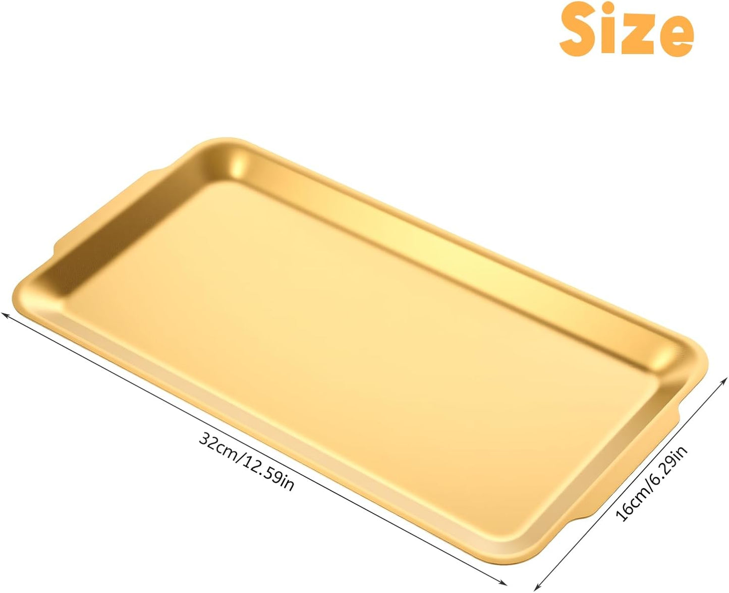 Elegant Gold Rectangular Tray | Metal Decorative Organizer | 12.59" x 6.29"