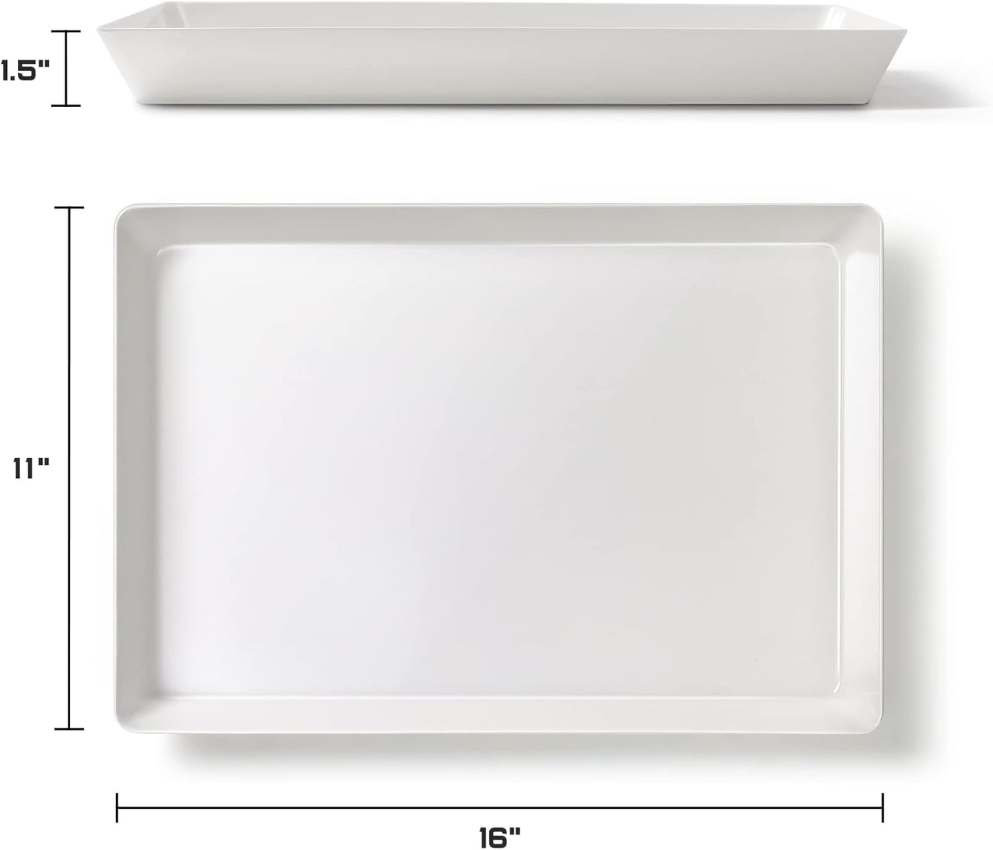 Modern Minimalist Rectangular White Serving Tray – 16"x11"x1.5" | Multipurpose Storage and Dining Organizer