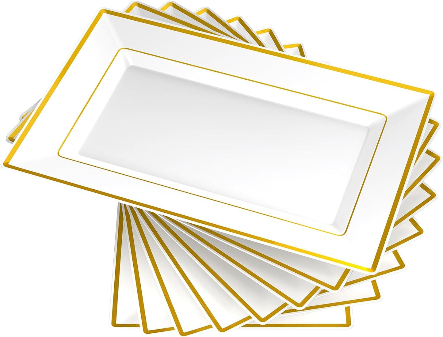 Elegant Rectangular White Ceramic Serving Tray | 8" x 12.85" Display Plate for Desserts, Salads, Appetizers, and Everyday Dining