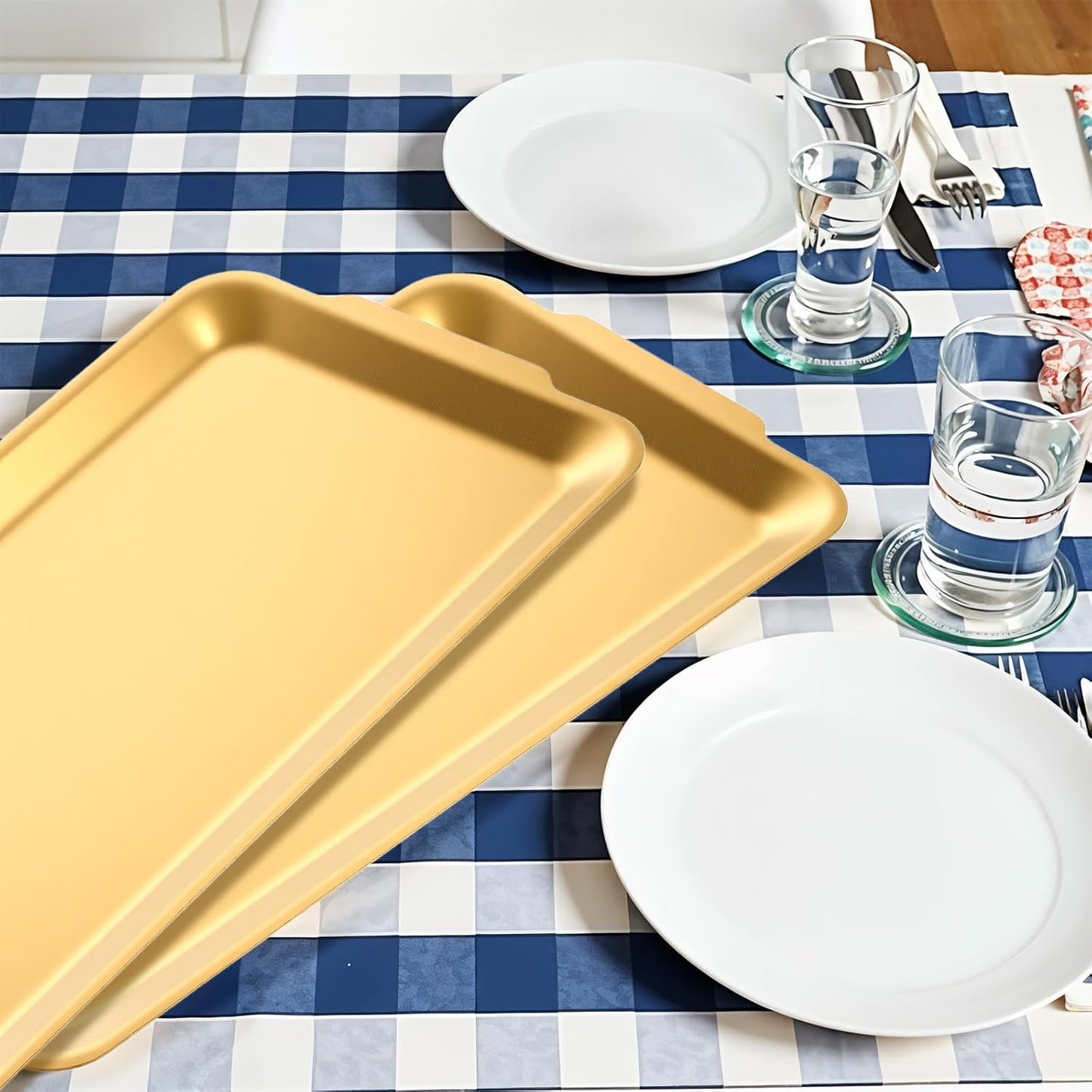 Elegant Gold Rectangular Tray | Metal Decorative Organizer | 12.59" x 6.29"