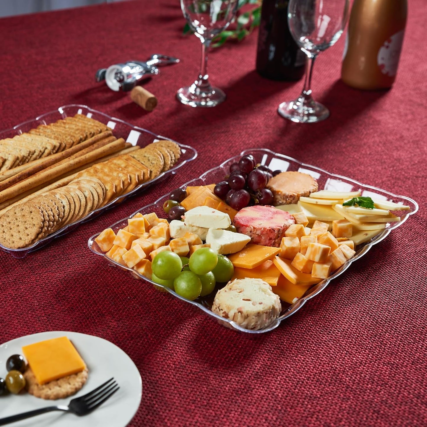 9 x 13 Inch Clear Plastic Serving Tray | Elegant Rectangular Food Display Platter