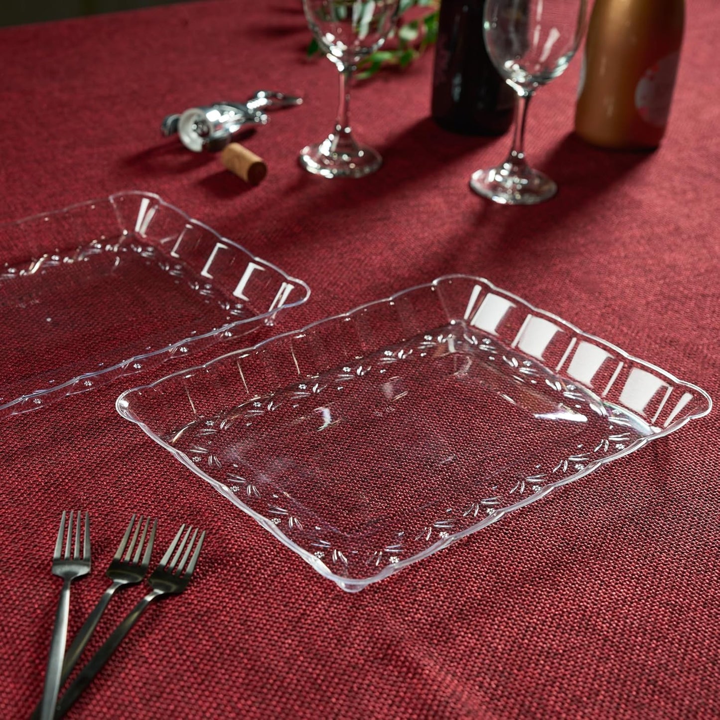 9 x 13 Inch Clear Plastic Serving Tray | Elegant Rectangular Food Display Platter