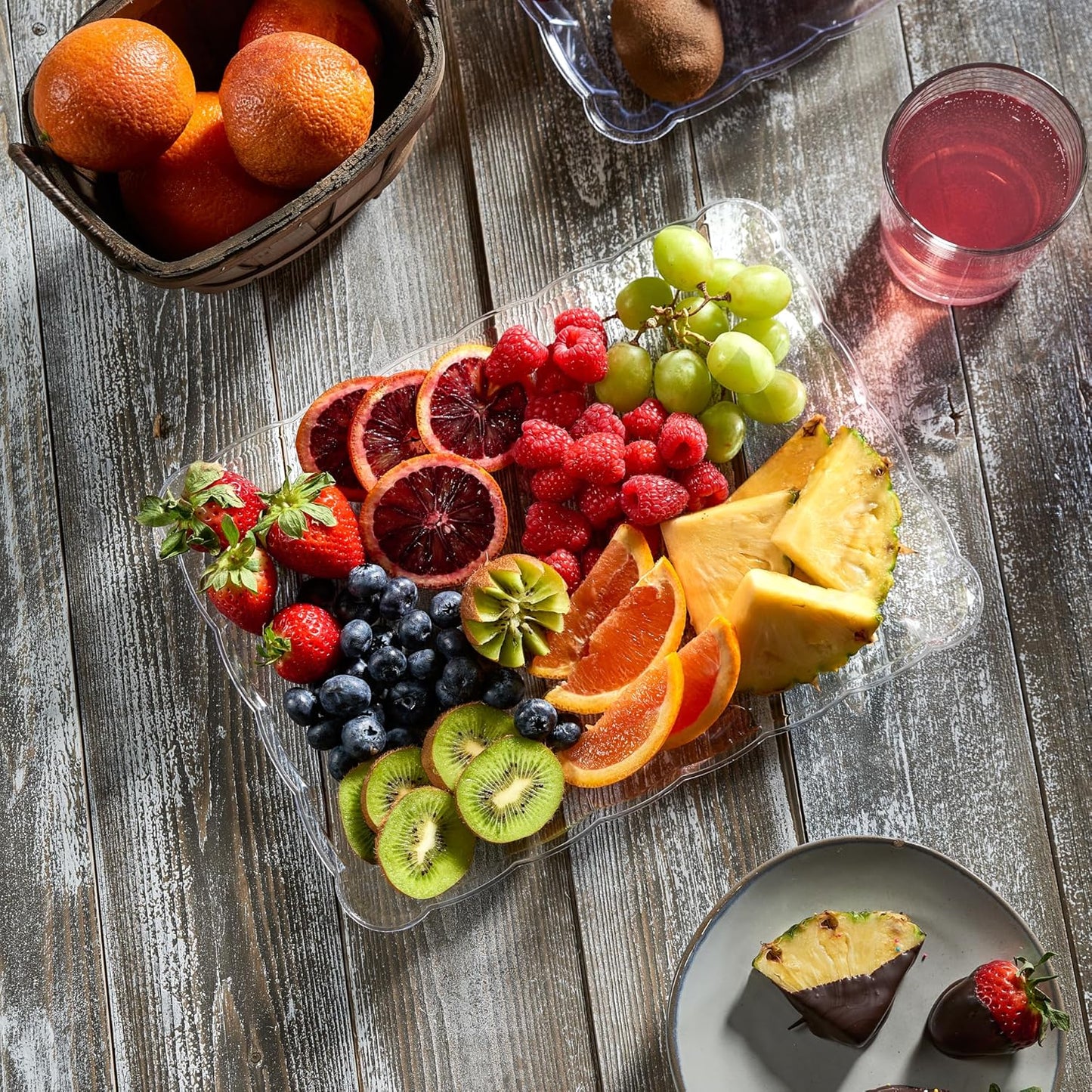 9 x 13 Inch Clear Plastic Serving Tray | Elegant Rectangular Food Display Platter