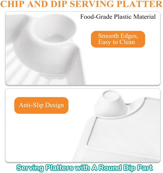 4-Pack Divided Dipping Plates | All-in-One Snack & Sauce Tray | Modern Convenience for Everyday Use