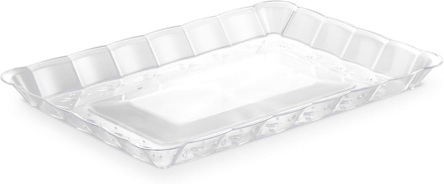 9 x 13 Inch Clear Plastic Serving Tray | Elegant Rectangular Food Display Platter