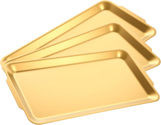 Elegant Gold Rectangular Tray | Metal Decorative Organizer | 12.59" x 6.29"