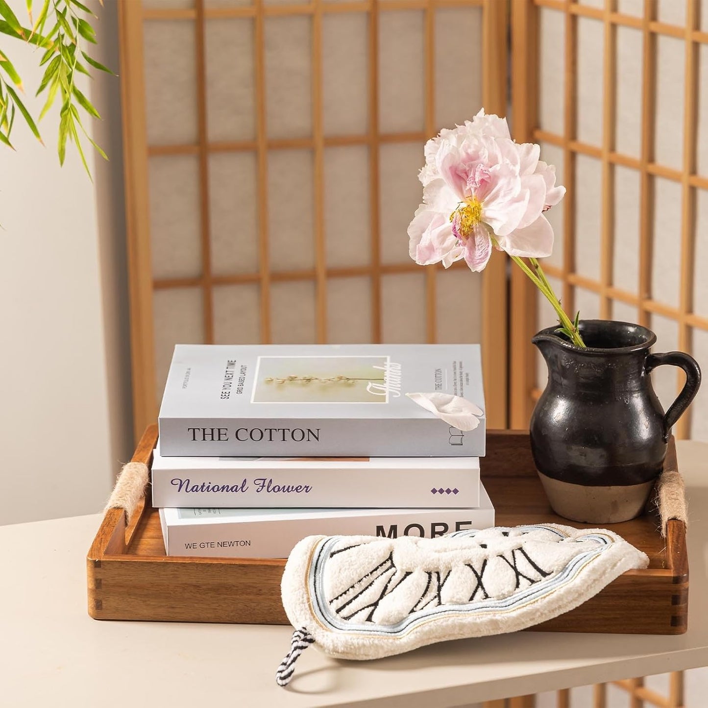Rustic Wooden Serving Tray with Handmade Rope Handles | 16.5 x 12 Inches | Multi-Purpose Home Organizer