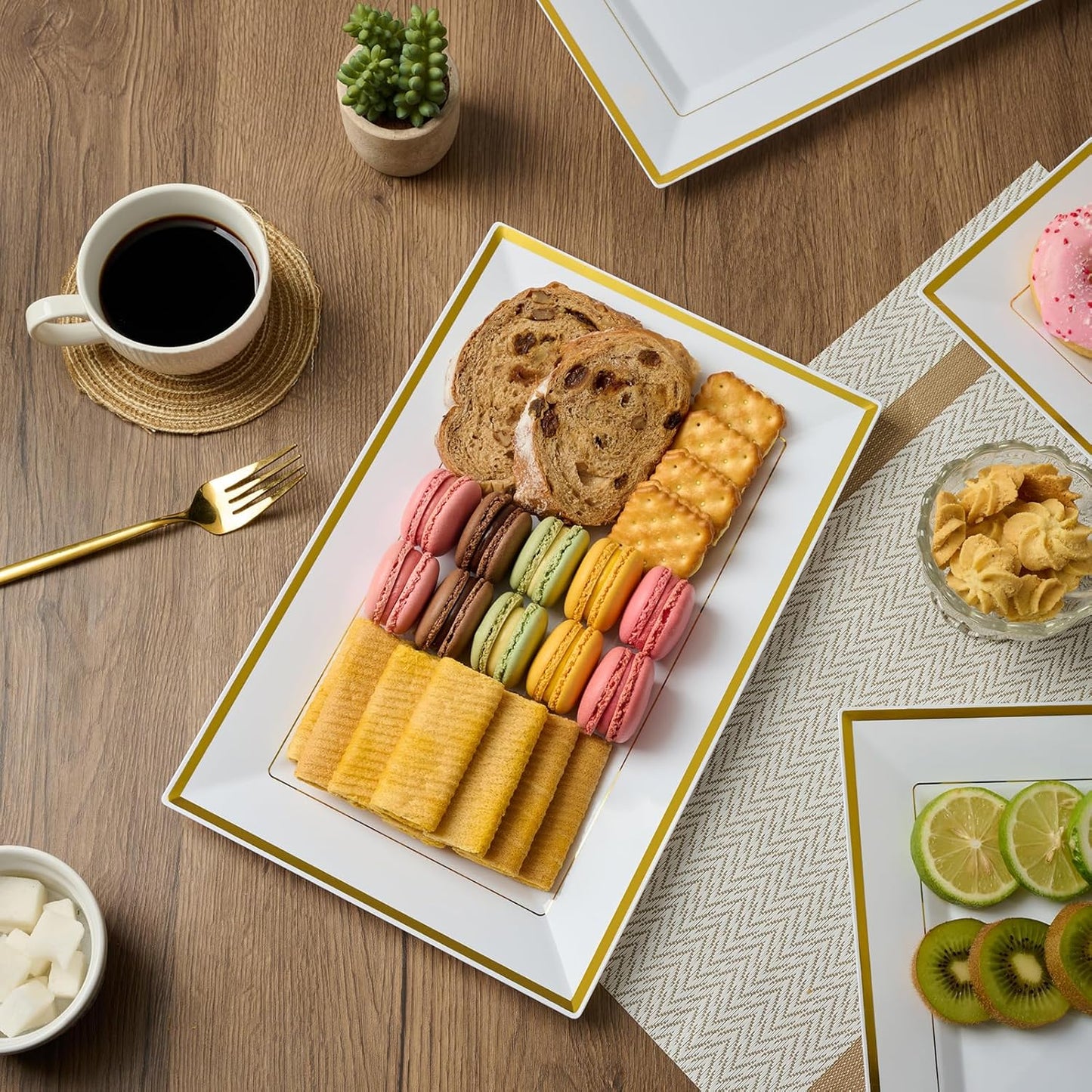 Elegant Rectangular White Ceramic Serving Tray | 8" x 12.85" Display Plate for Desserts, Salads, Appetizers, and Everyday Dining