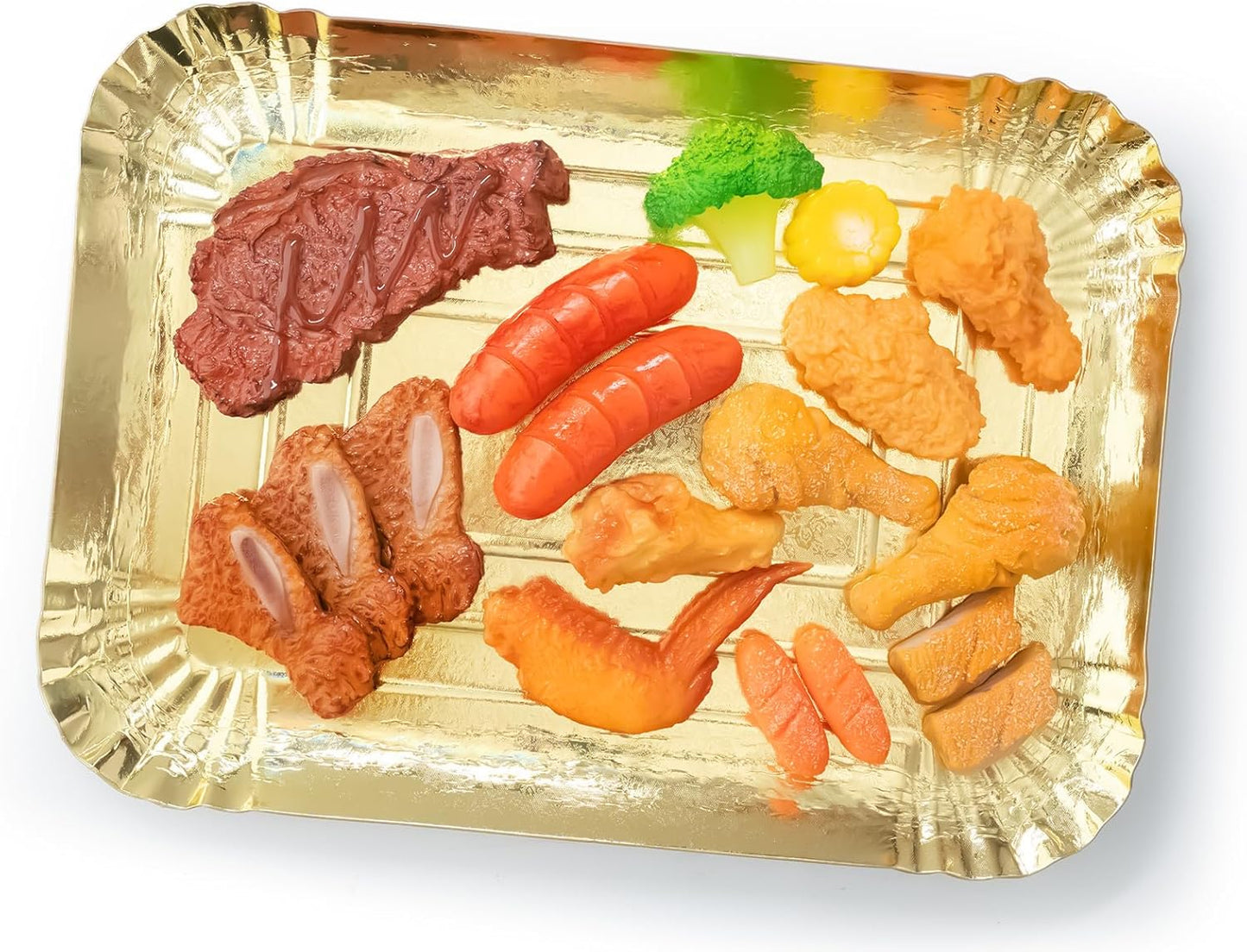 10-Pack Gold Rectangle Party Trays｜14" x 10" Large Disposable Serving Platters with Foil Embossed Design
