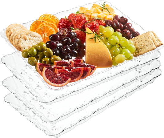 9 x 13 Inch Clear Plastic Serving Tray | Elegant Rectangular Food Display Platter