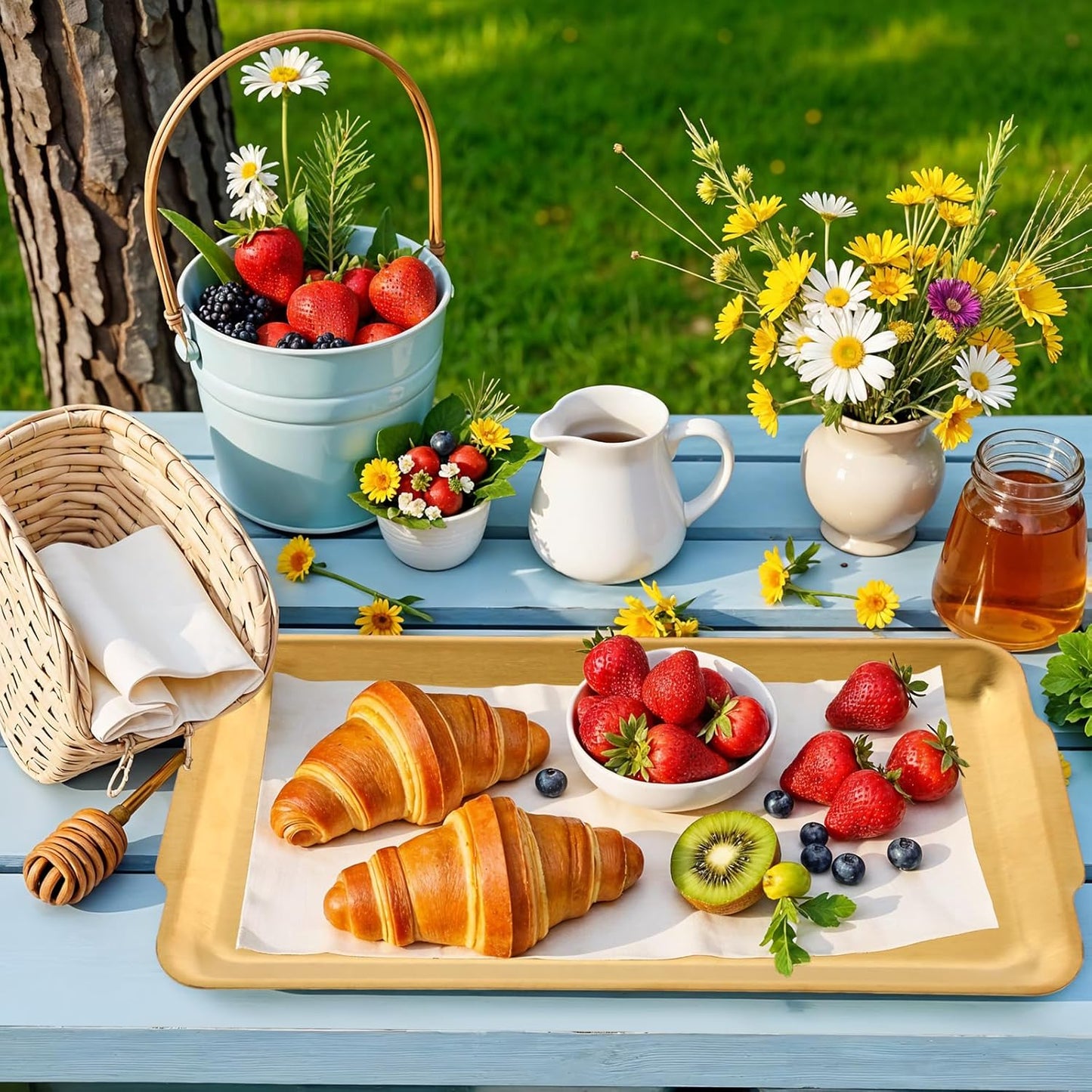 Elegant Gold Rectangular Tray | Metal Decorative Organizer | 12.59" x 6.29"